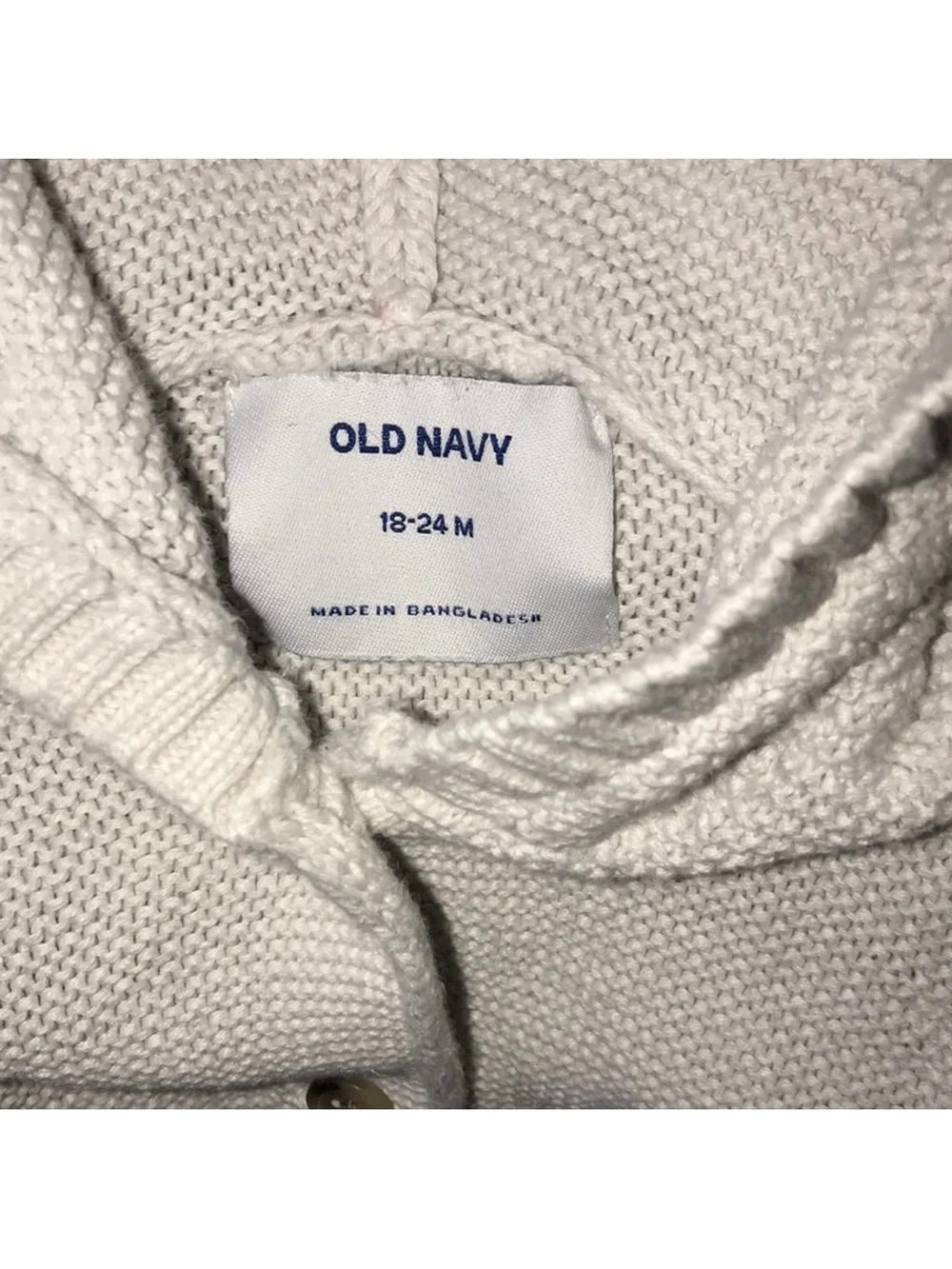 Old navy 18-24 months white Hooded Knit jacket button front